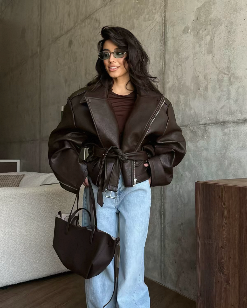 Noira Belted Leather Jacket