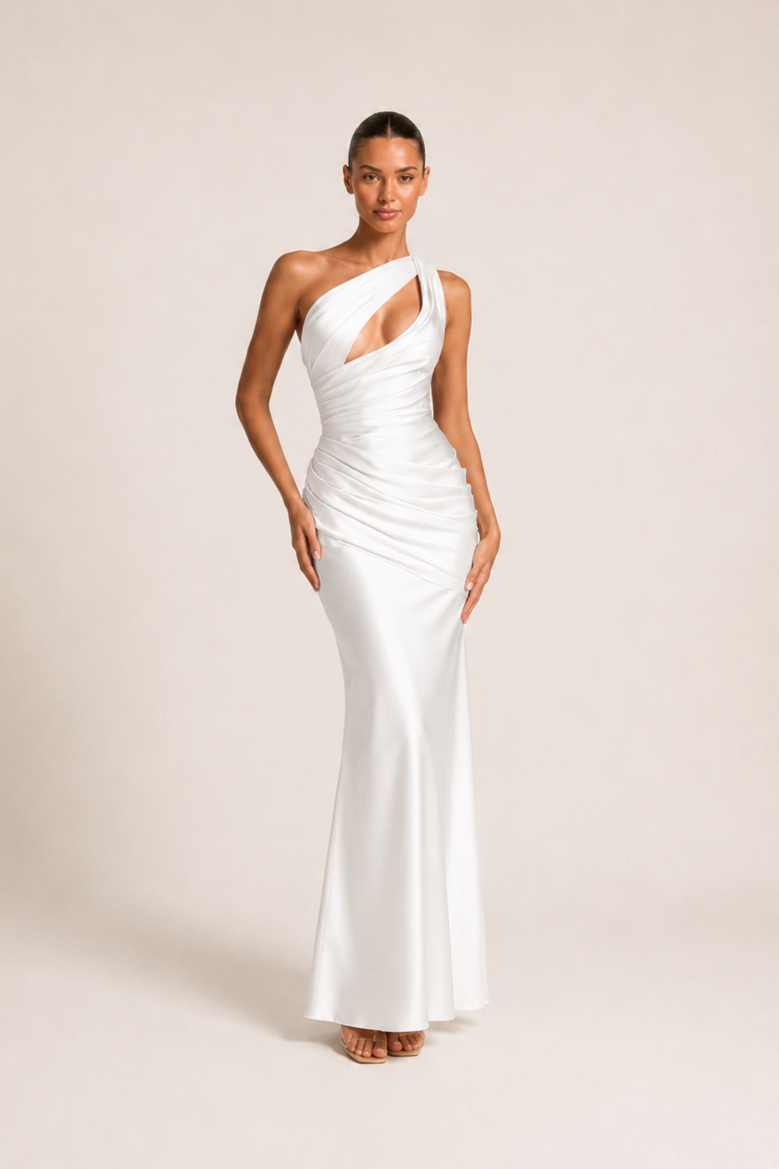 Selene One-Shoulder Satinkleid