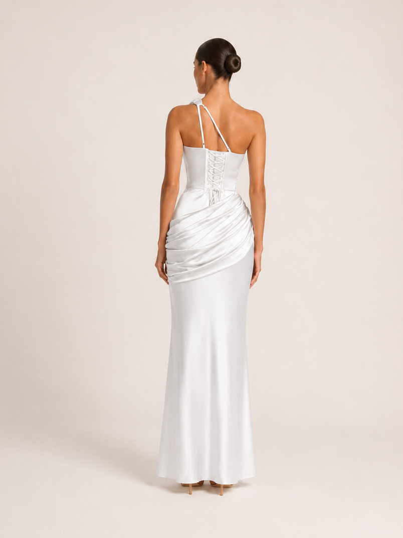 Selene One-Shoulder Satinkleid