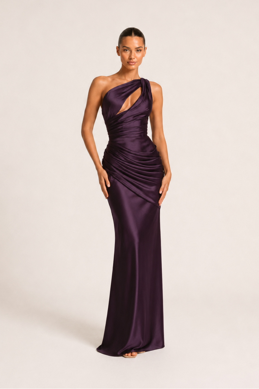Selene One-Shoulder Satinkleid