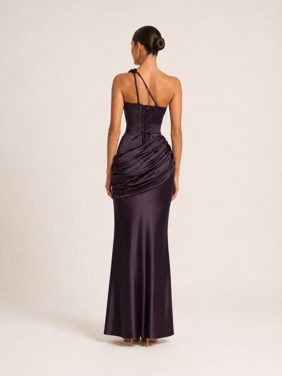 Selene One-Shoulder Satinkleid