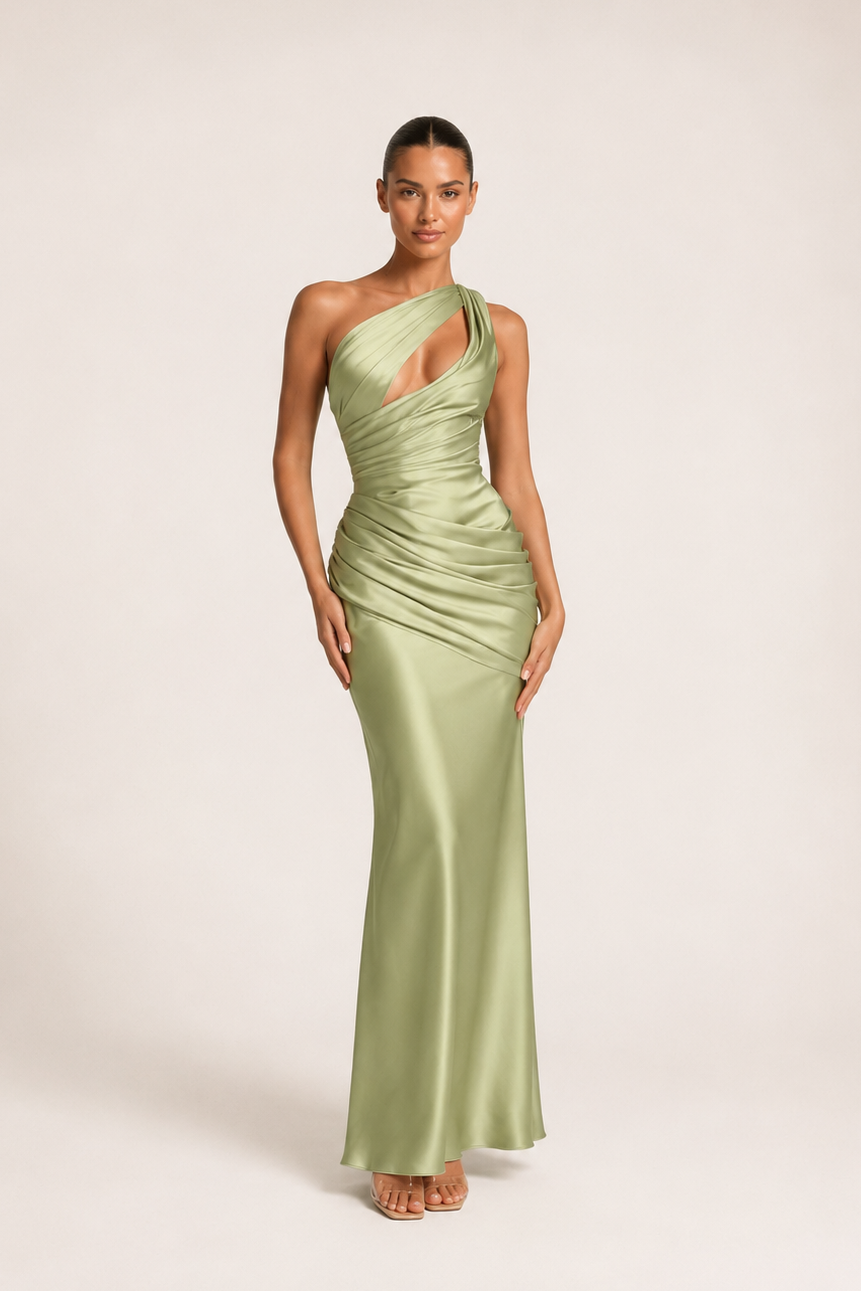 Selene One-Shoulder Satinkleid