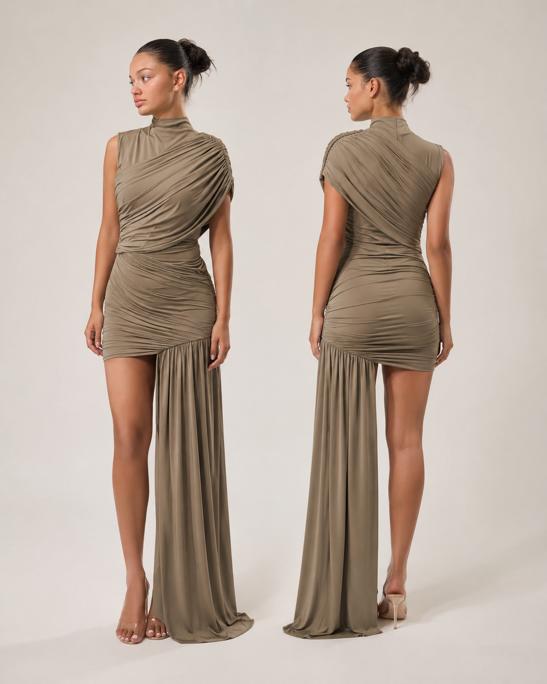 Nayla Asymmetrisches Drapé-Minikleid