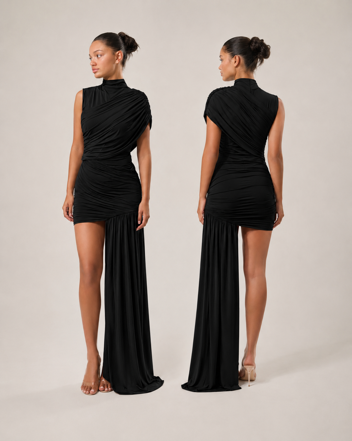 Nayla Asymmetrisches Drapé-Minikleid