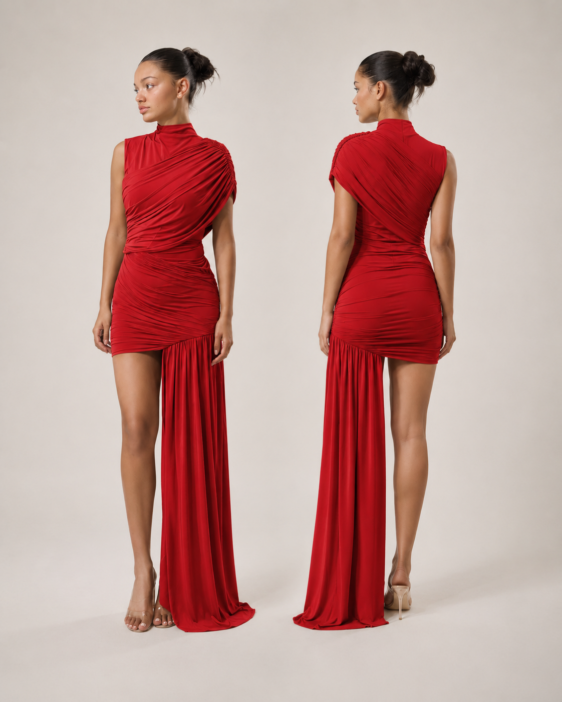 Nayla Asymmetrisches Drapé-Minikleid