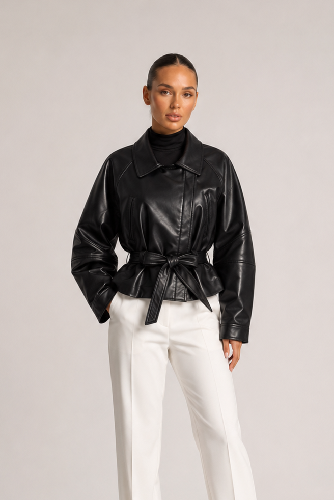 Lederjacke mit Gürtel