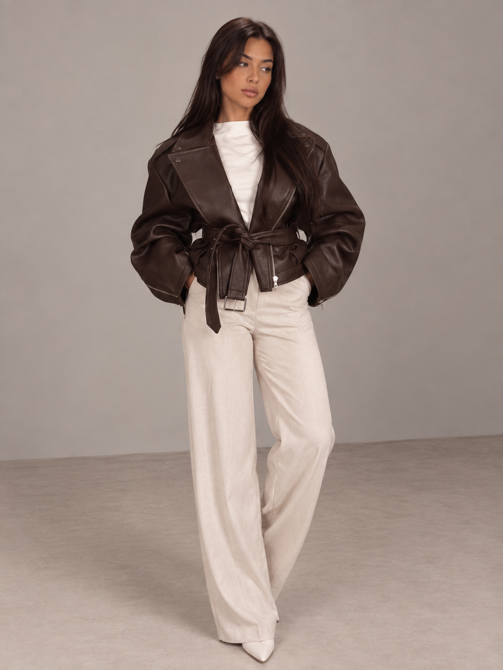 Noira Belted Leather Jacket