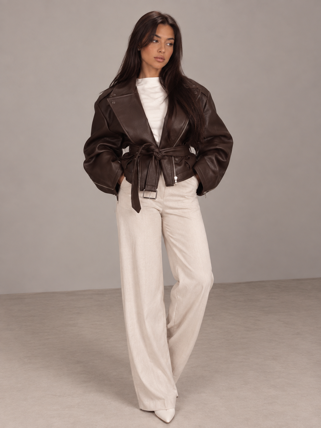 Noira Belted Leather Jacket