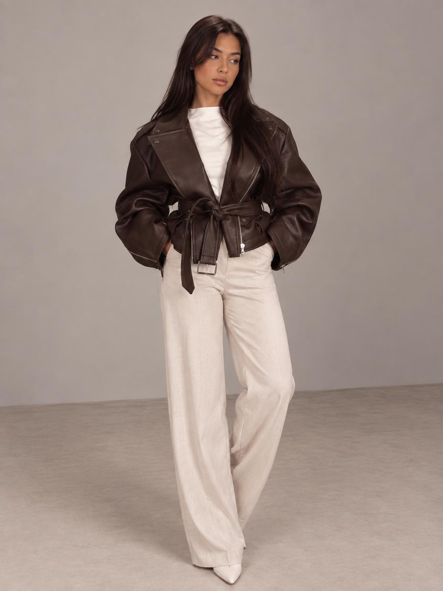 Noira Belted Leather Jacket