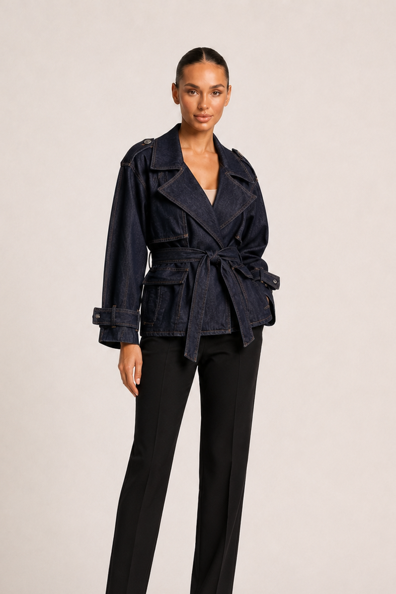 Jeansjacke mit Gürtel