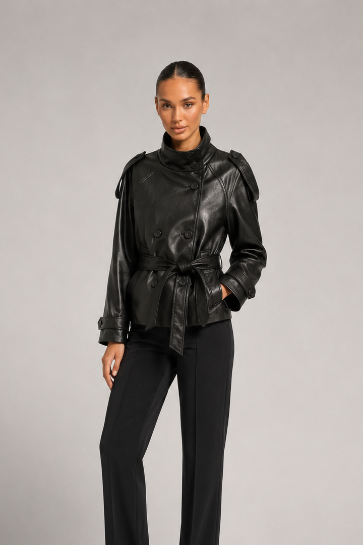 Trenchcoat in Lederoptik