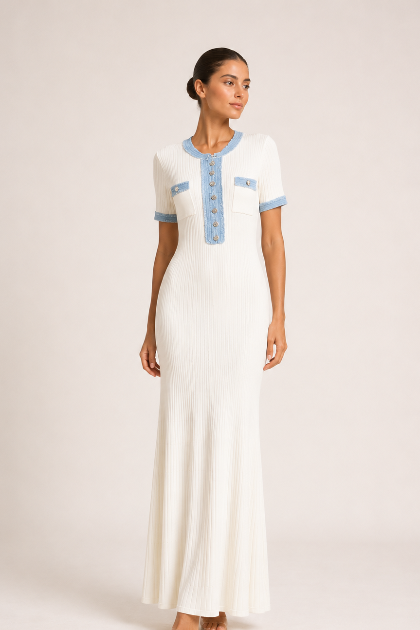 Sommerkleid mit blauen Akzenten