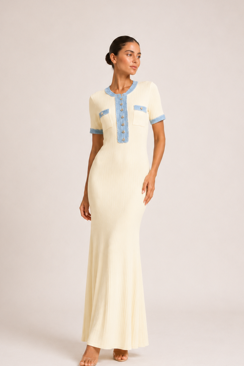 Sommerkleid mit blauen Akzenten
