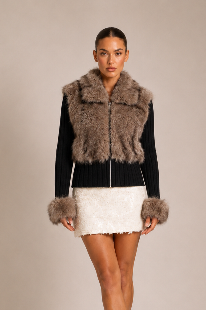 Cardigan mit Fell
