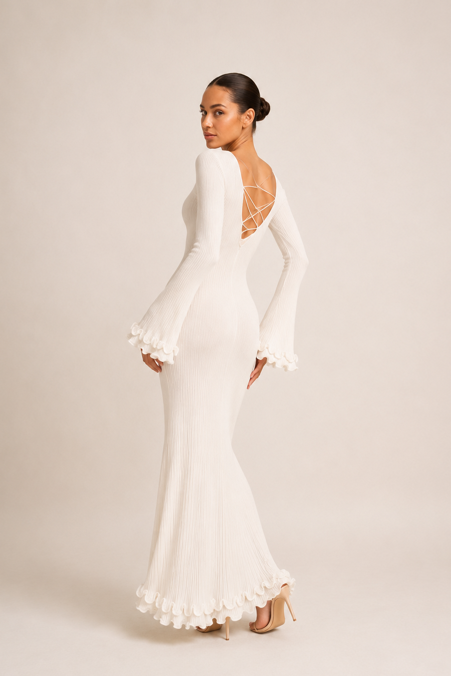 Elegantes Langarm Maxikleid