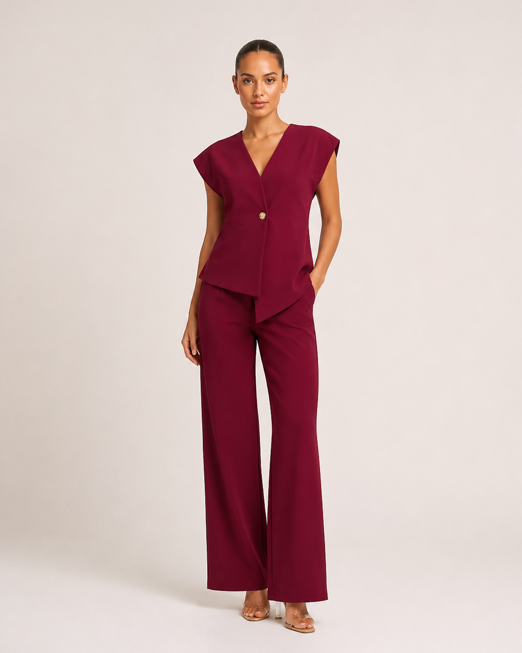 Set aus Geknöpftem Top und Hose