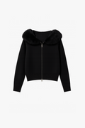 Vella - Stickjacke mit Kunstfellkragen