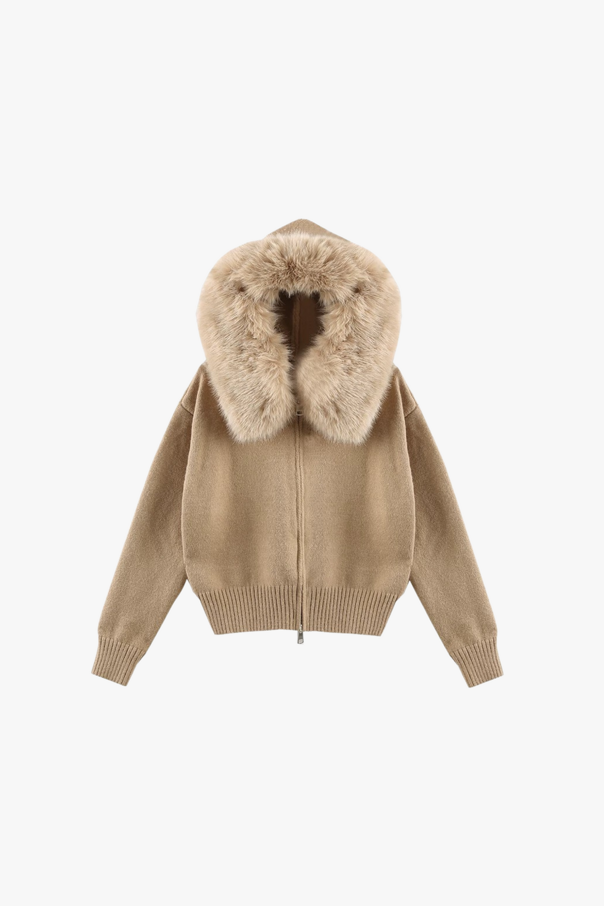 Vella - Stickjacke mit Kunstfellkragen