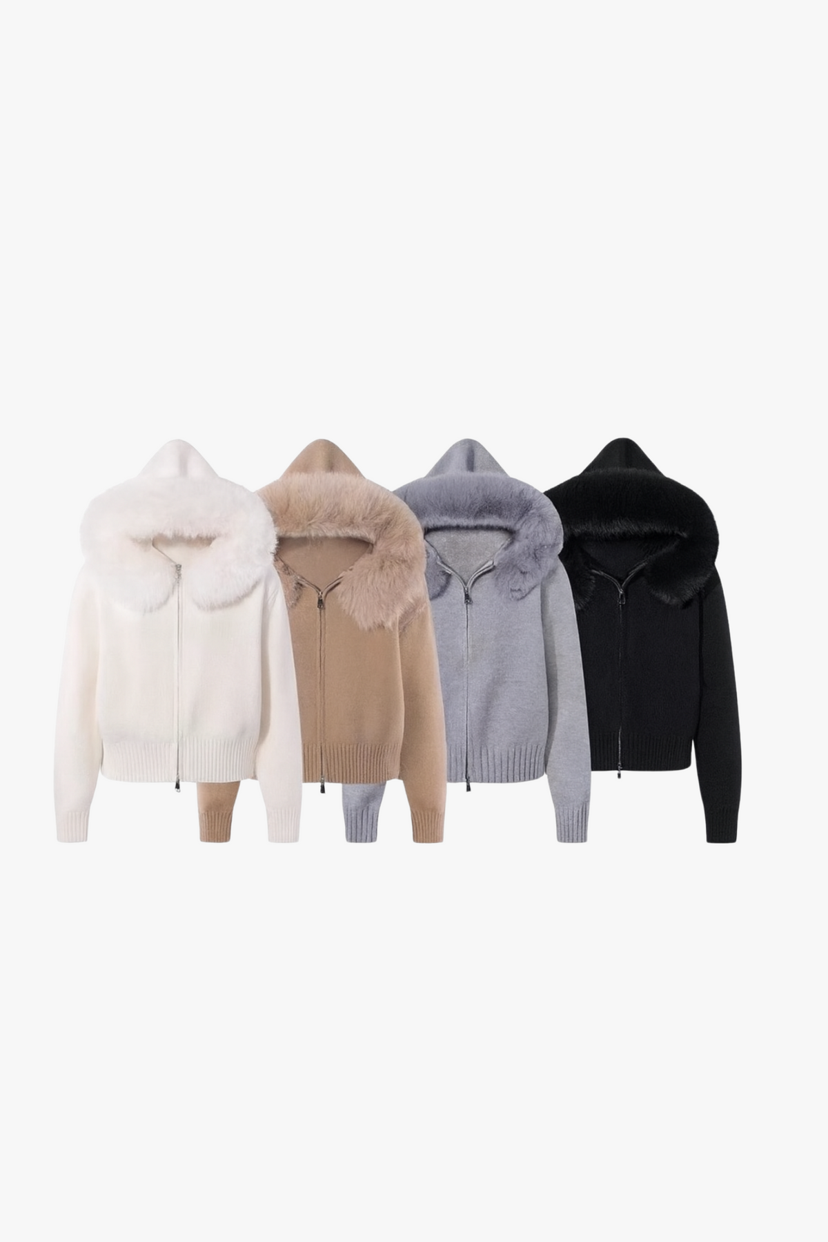 Vella - Stickjacke mit Kunstfellkragen