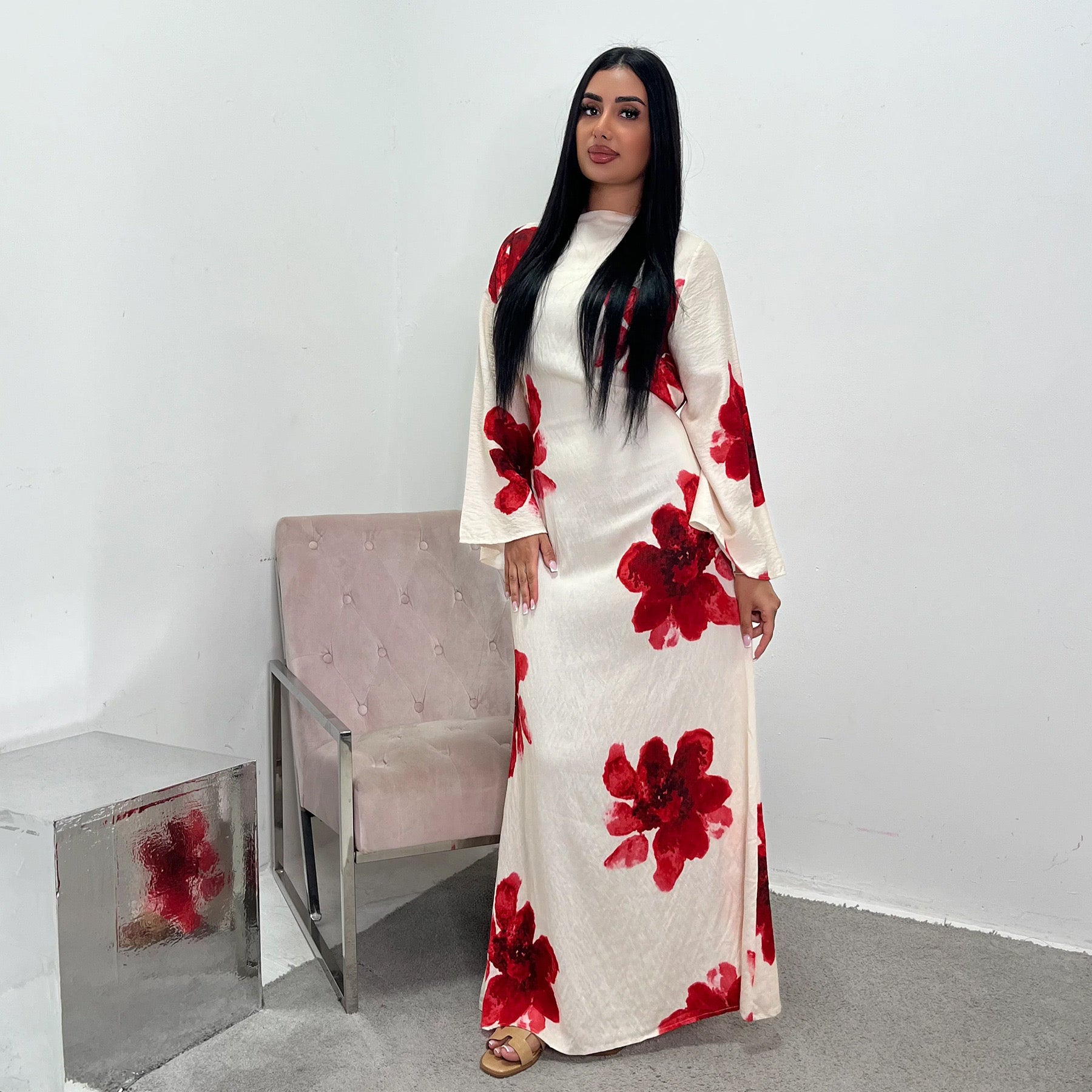 Abaya mit Blumenmuster