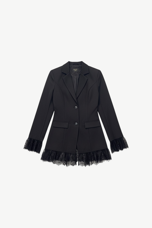 Blazer mit Spitzensaum