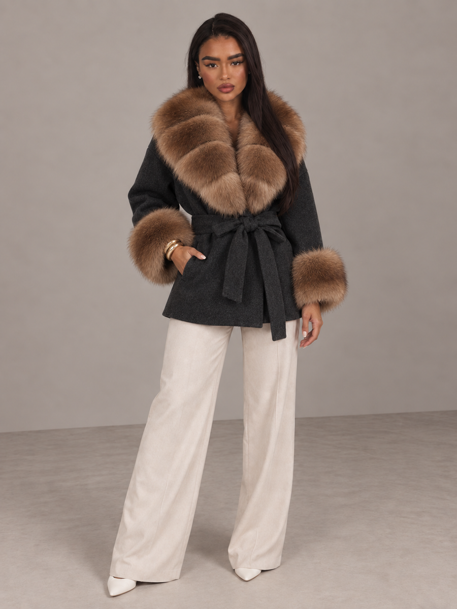 Amevella Privé — Mochaine Fur Trim Coat