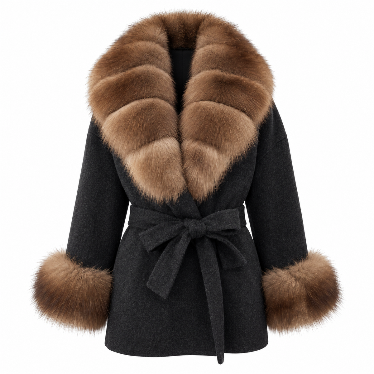 Amevella Privé — Mochaine Fur Trim Coat