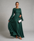 Liyana – Satin-Abaya mit Volantärmeln